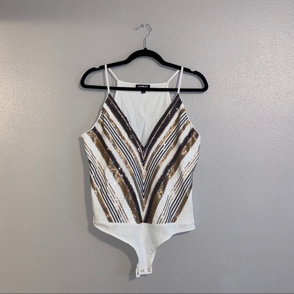 Express Tops Express Sequin Bodysuit Poshmark